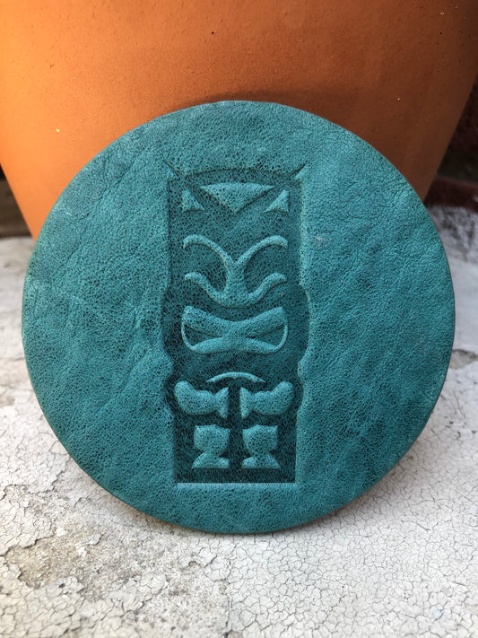 Leather Coaster - Tiki Totem Pole