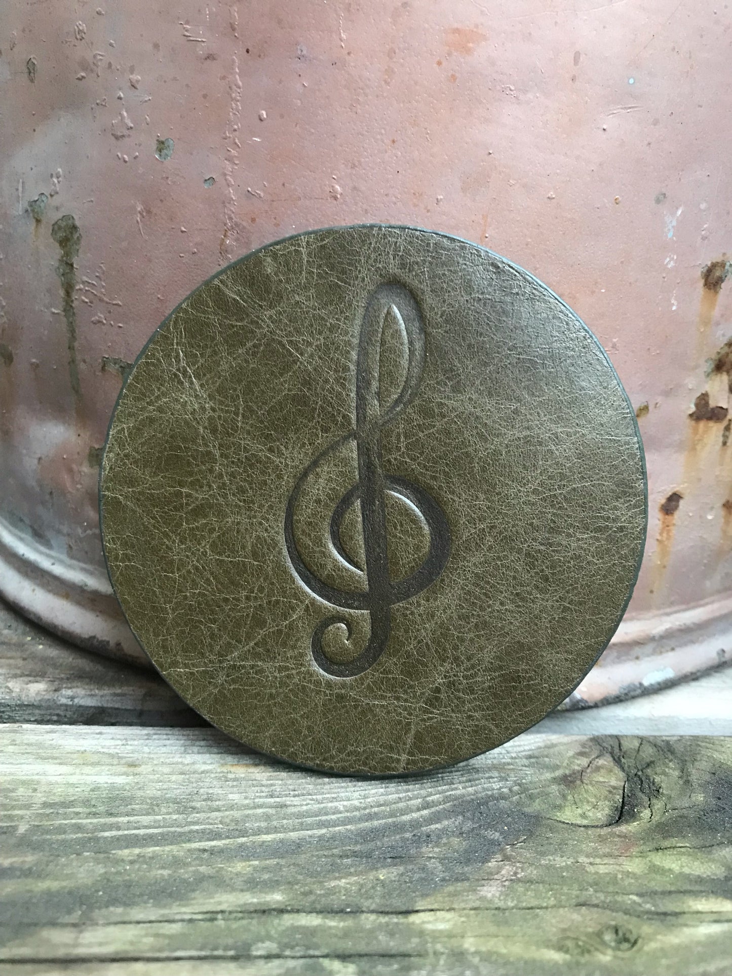 Leather Coaster - Treble Clef