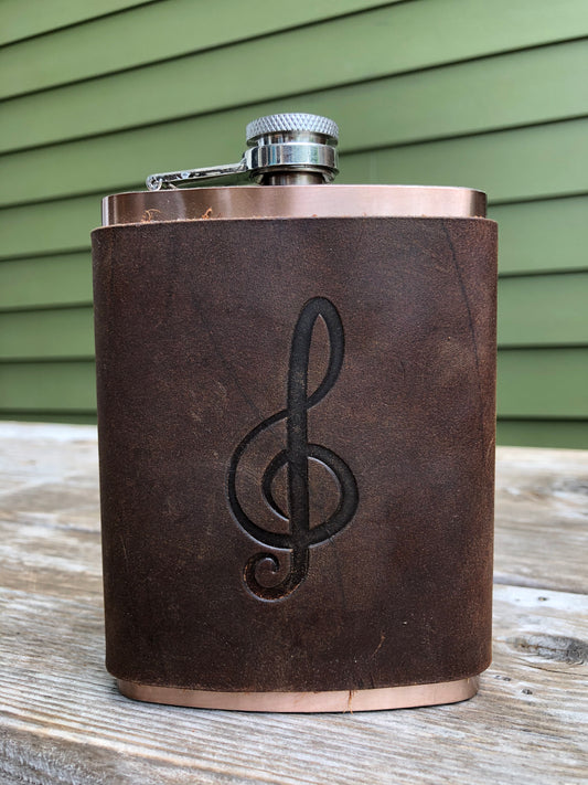 Leather Flask - Treble Clef