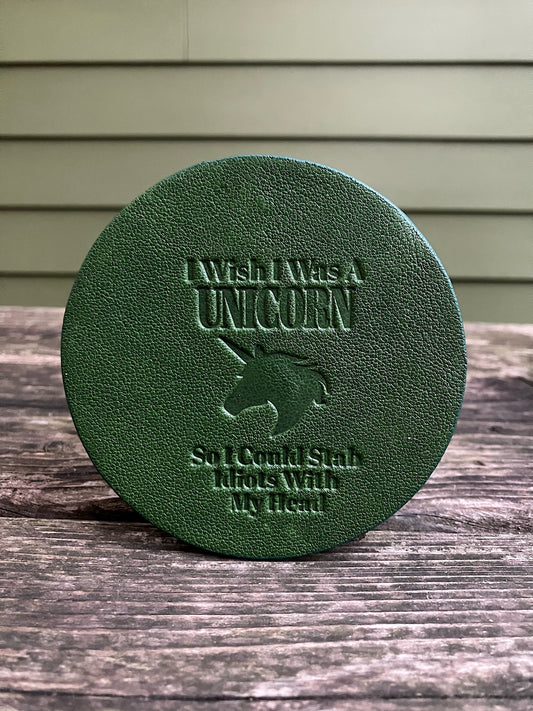 Leather Coaster - I Wish I Was A Unicorn