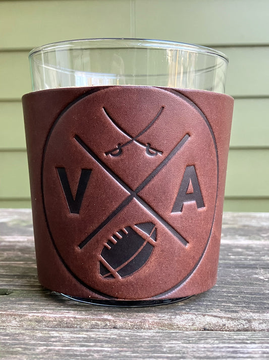 Leather Wrapped Whiskey Glass - Virginia Football