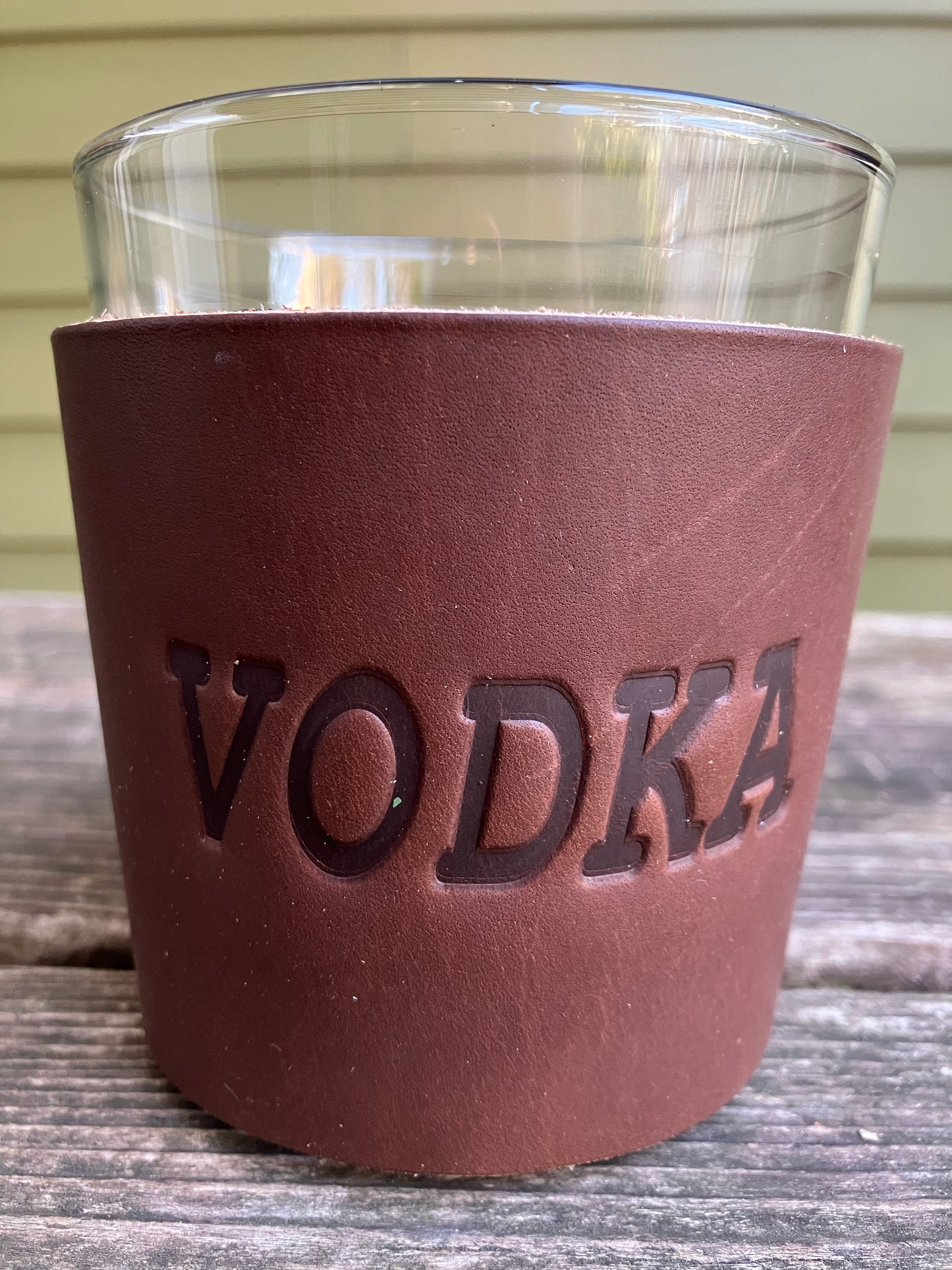 Leather Wrapped Whiskey Glass - Vodka