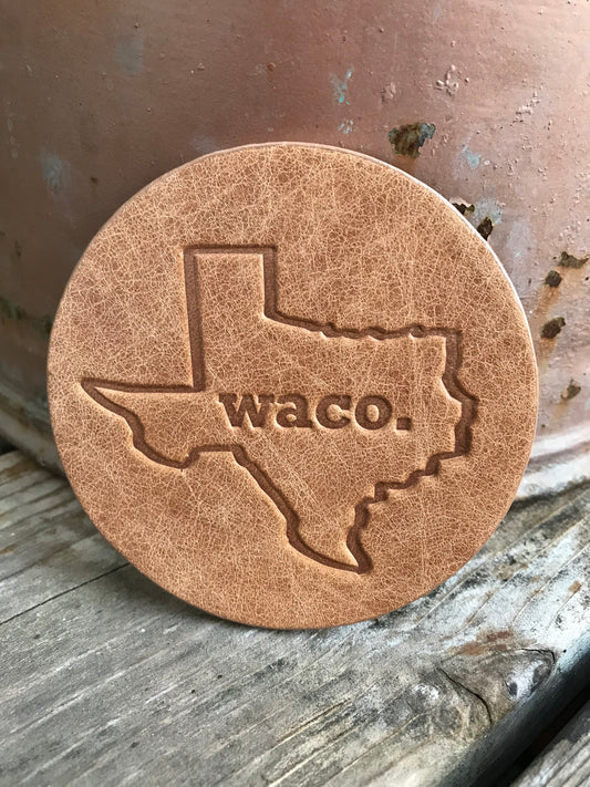 Leather Coaster - Waco Texas State