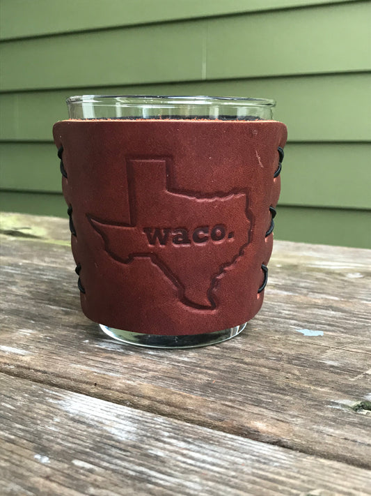 Leather Wrapped Whiskey Glass - Waco Texas