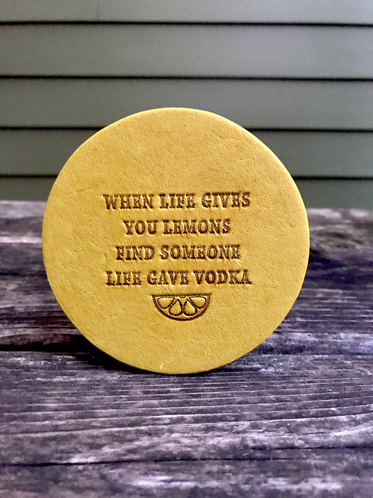 Leather Coaster - When Life GIves You Lemons