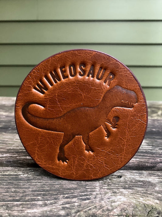 Leather Coaster - Wineosaur
