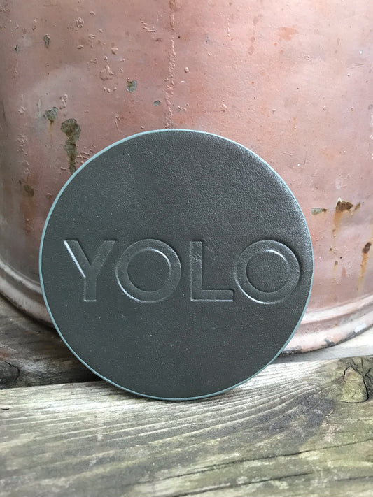 Leather Coaster - YOLO