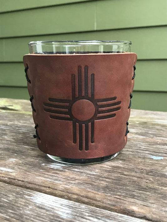 Leather Wrapped Whiskey Glass - Zia