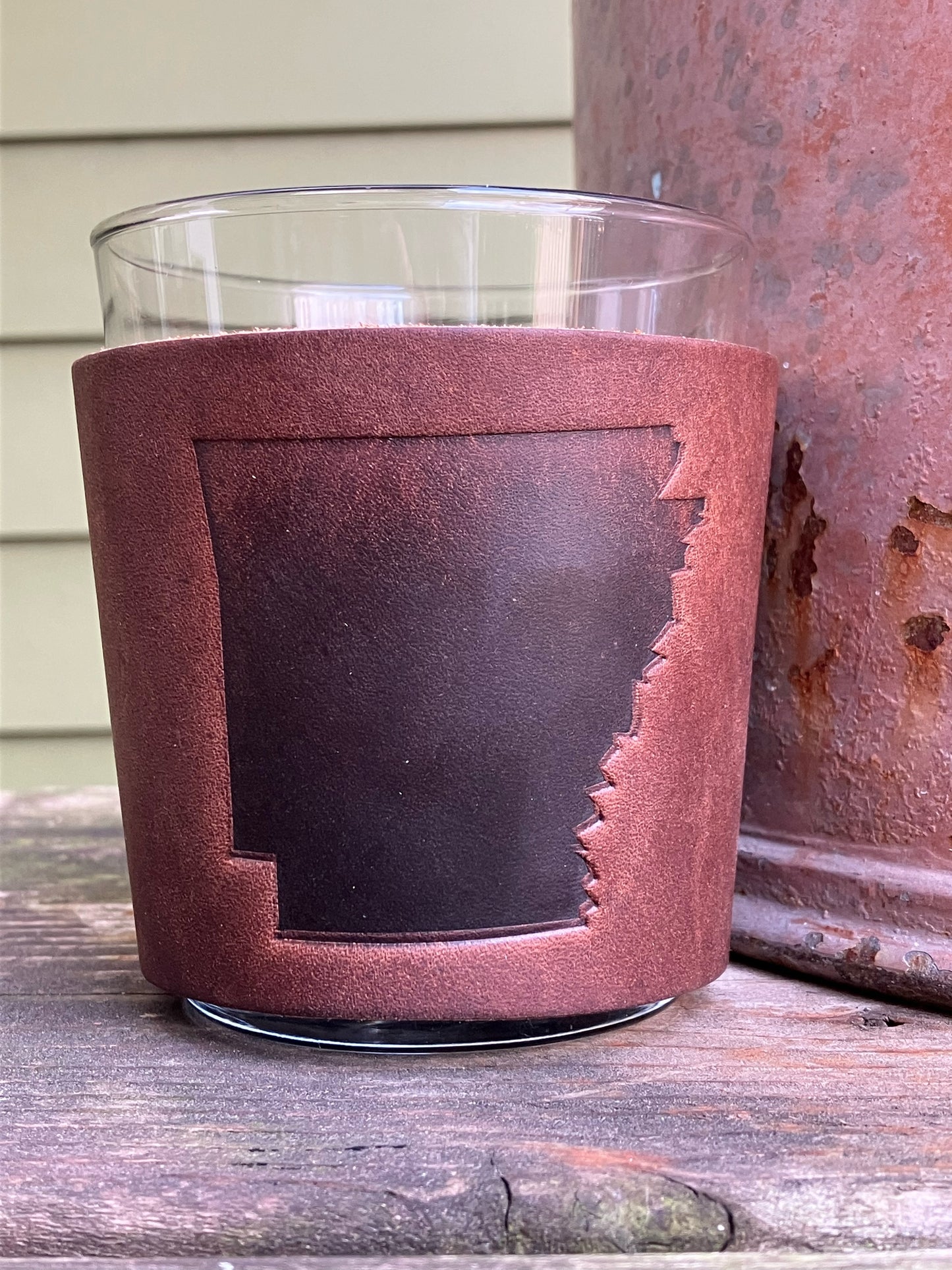 Leather Wrapped Whiskey Glass - Arkansas