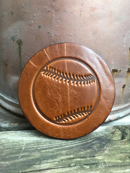 Leather Coaster - Baseball