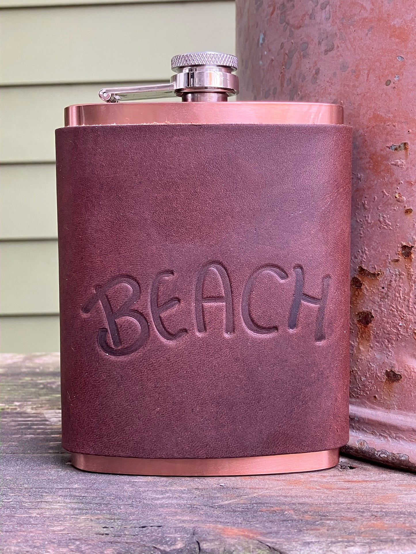 Leather Flask - Beach