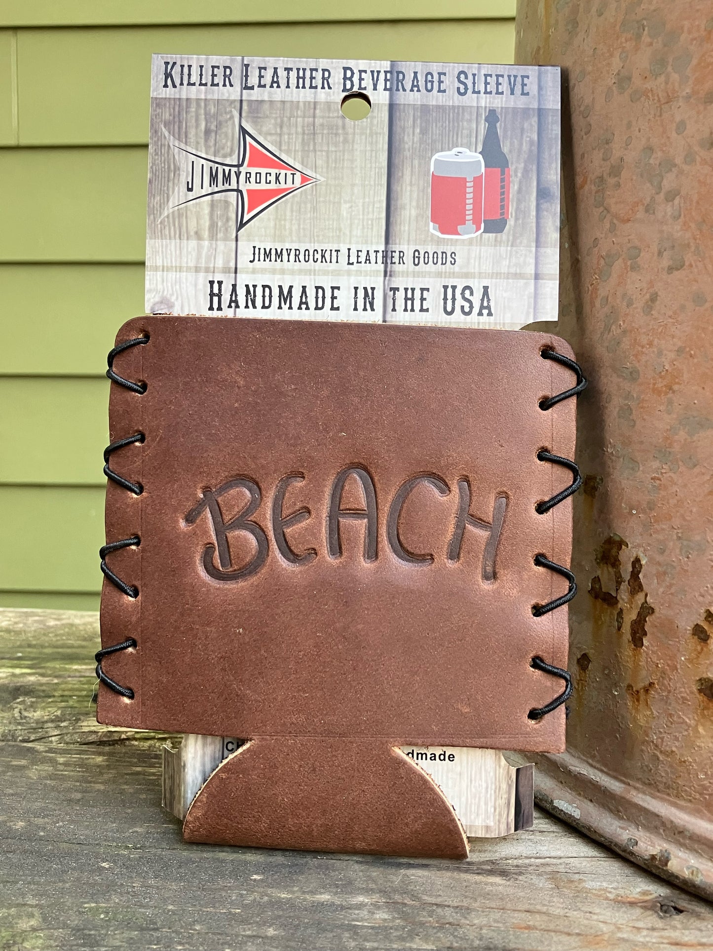 Leather Koozie - Beach