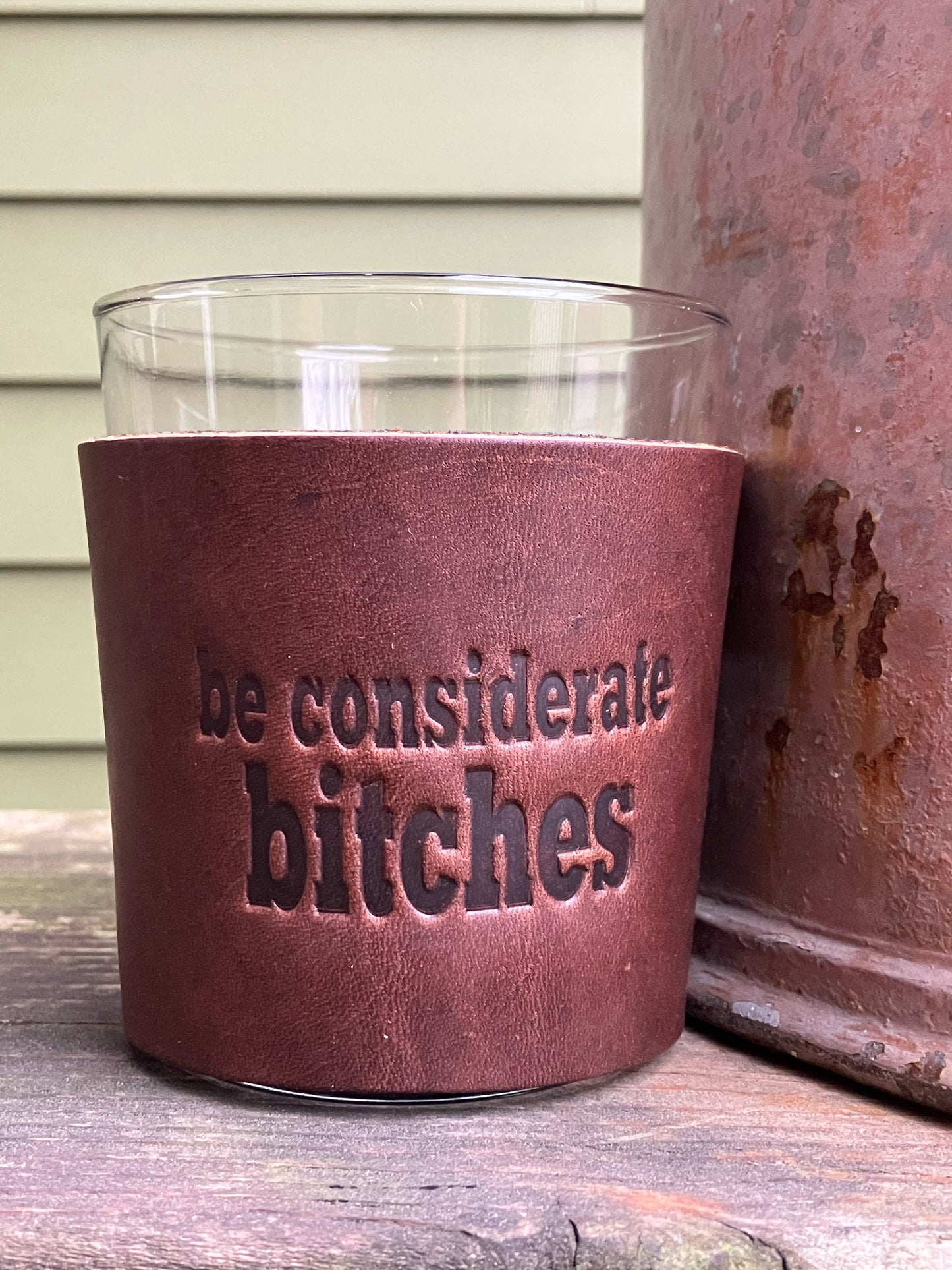 Leather Wrapped Whiskey Glass - Be Considerate Bitches