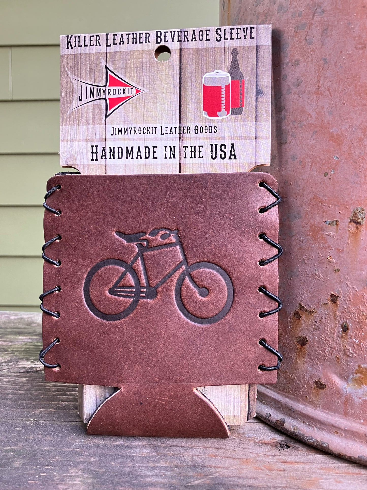 Leather Koozie - Bicycle