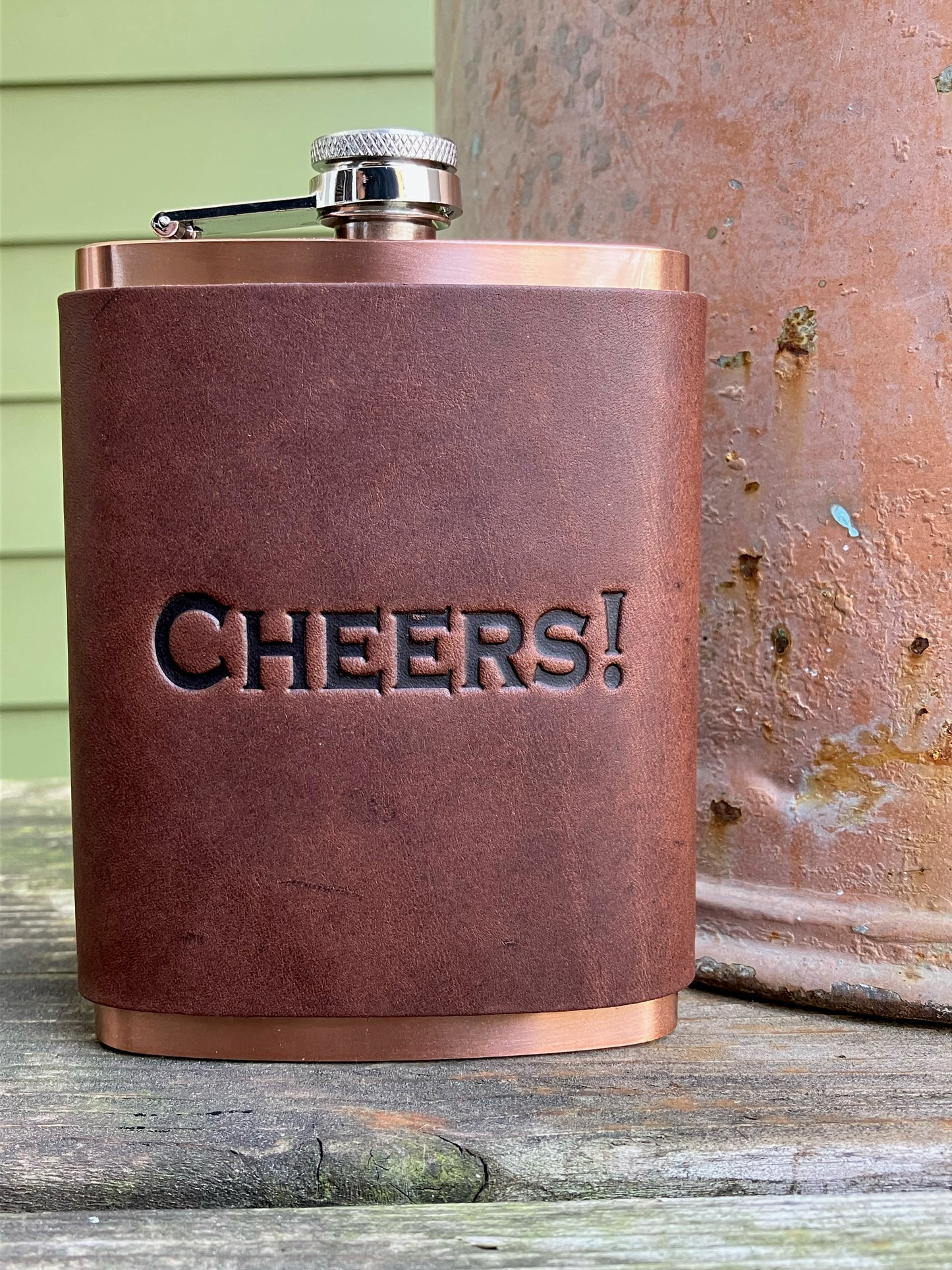 Leather Flask - Cheers