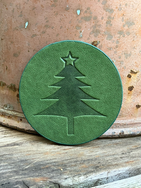 Leather Coaster - Christmas Tree