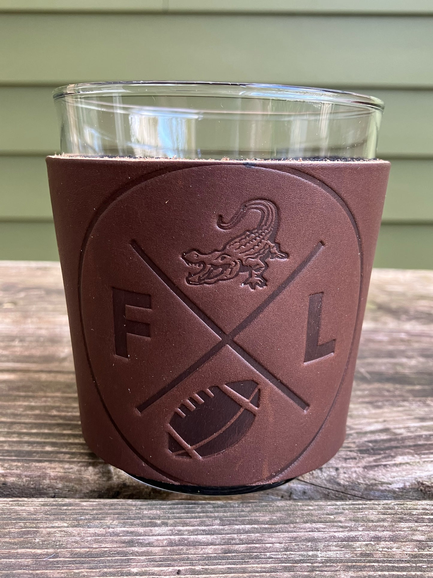 Leather Wrapped Whiskey Glass - Florida Football