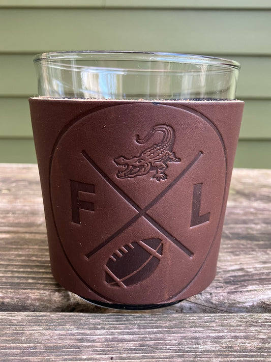 Leather Wrapped Whiskey Glass - Florida Football