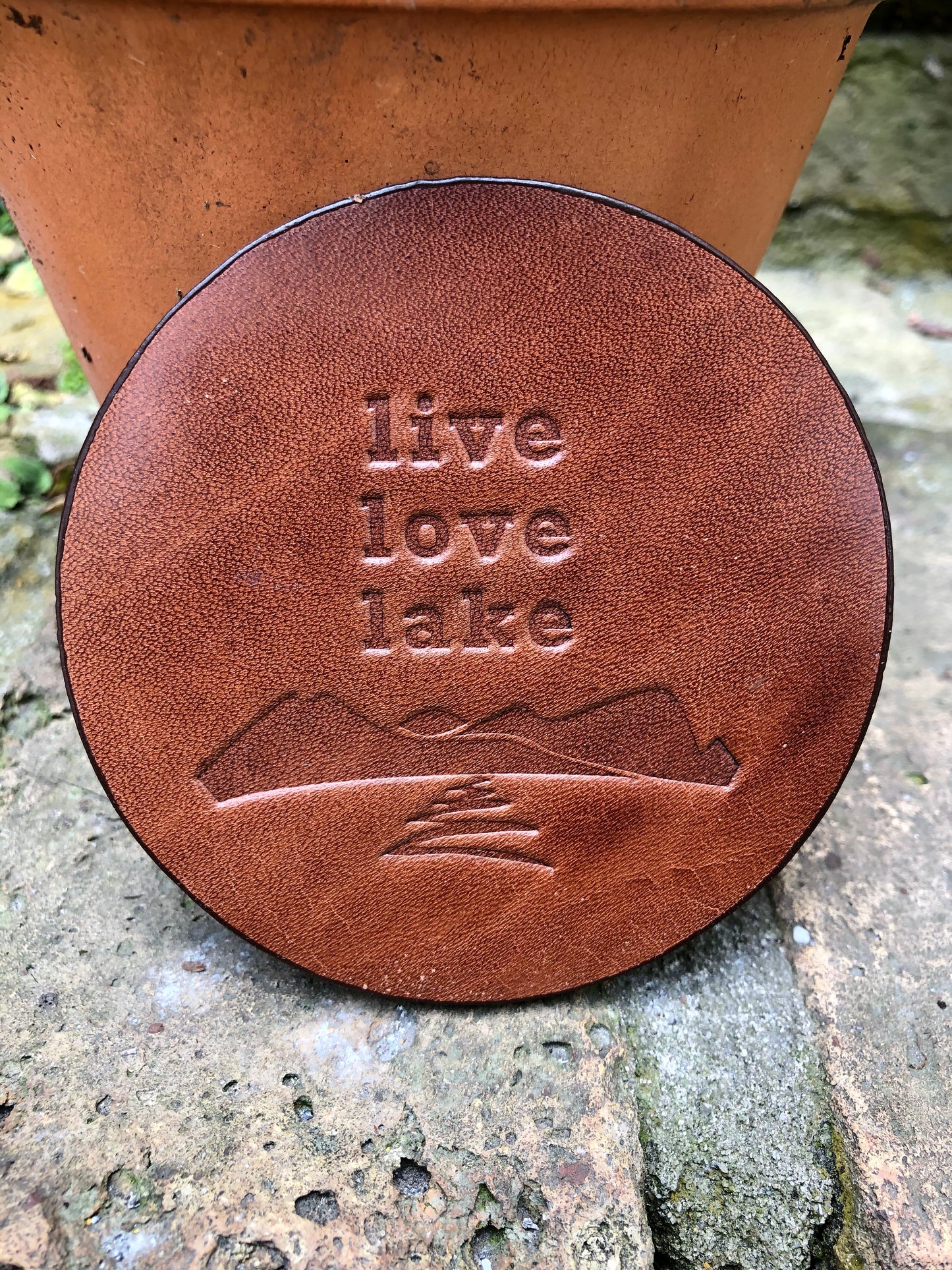Leather Coaster - Live Love Lake