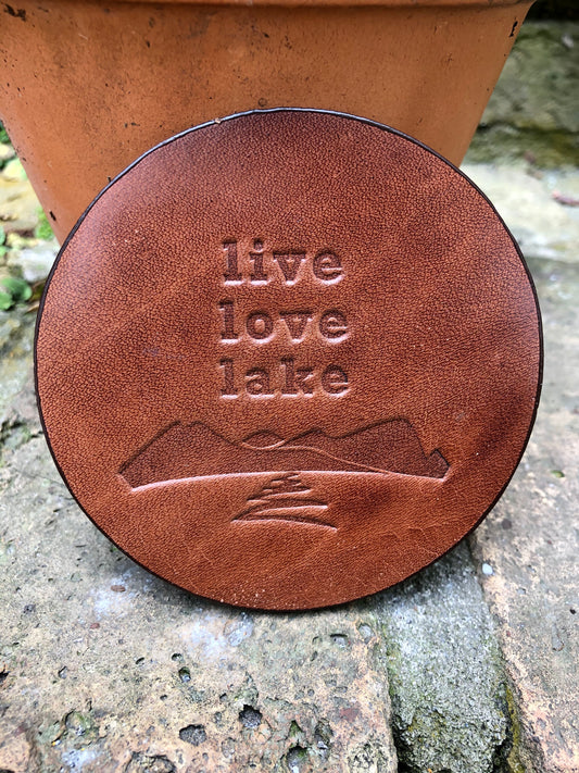 Leather Coaster - Live Love Lake