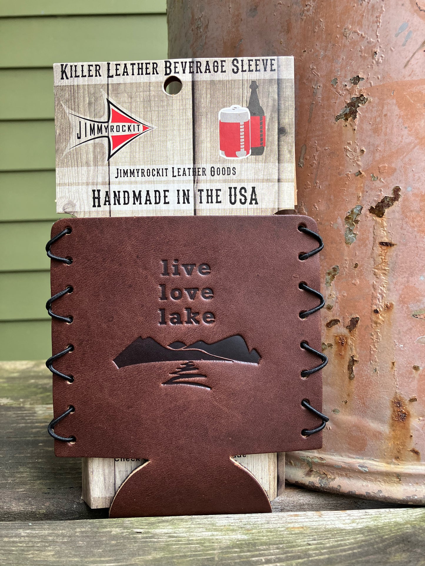 Leather Koozie - Live Love Lake