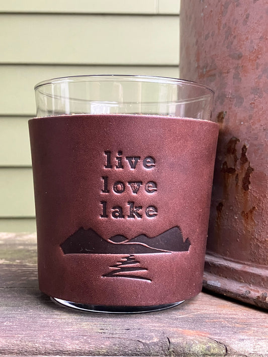 Leather Wrapped Whiskey Glass - Live Love Lake