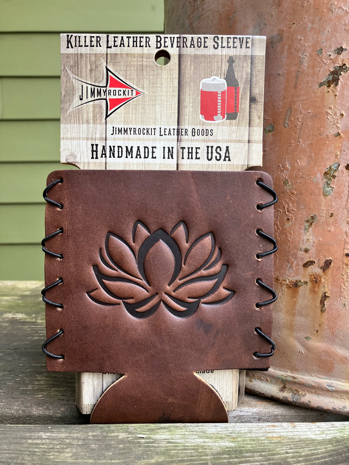 Leather Koozie - Lotus