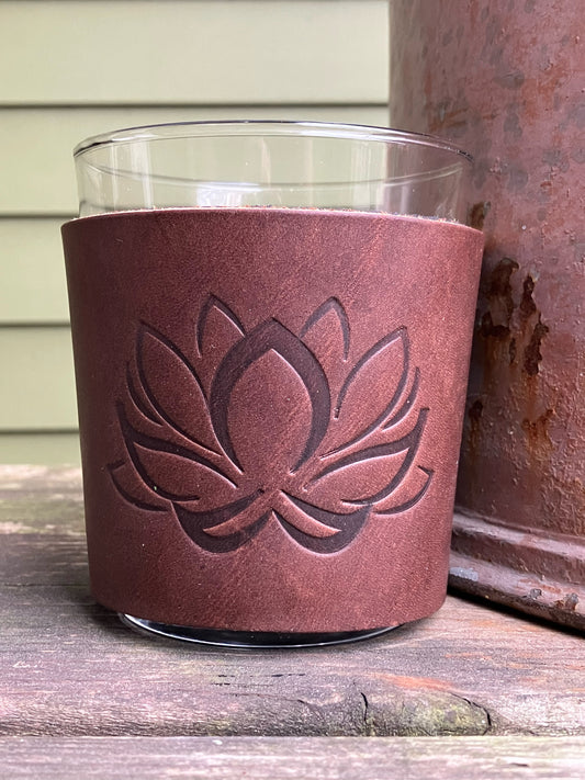 Leather Wrapped Whiskey Glass - Lotus