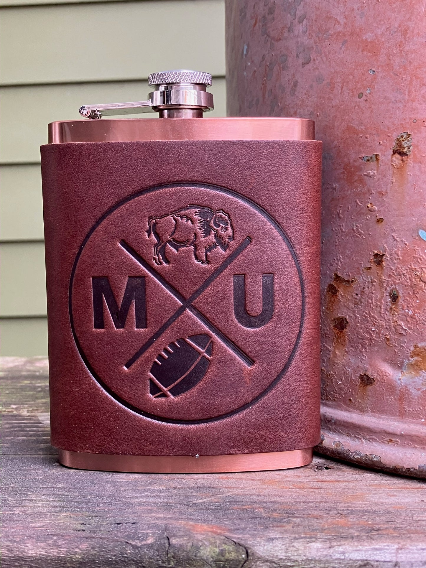 Leather Flask - Marshall Football