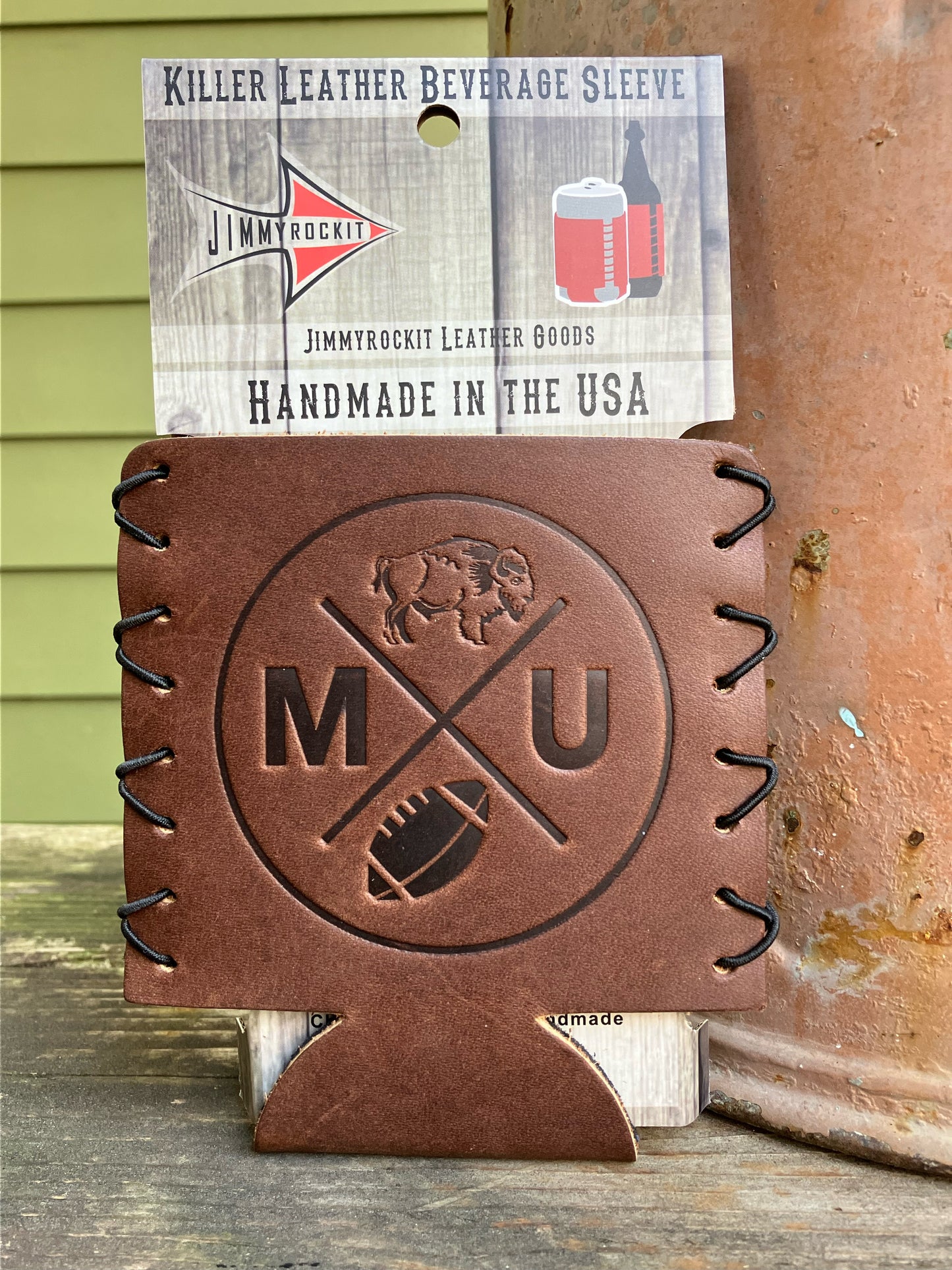 Leather Koozie - Marshall Football