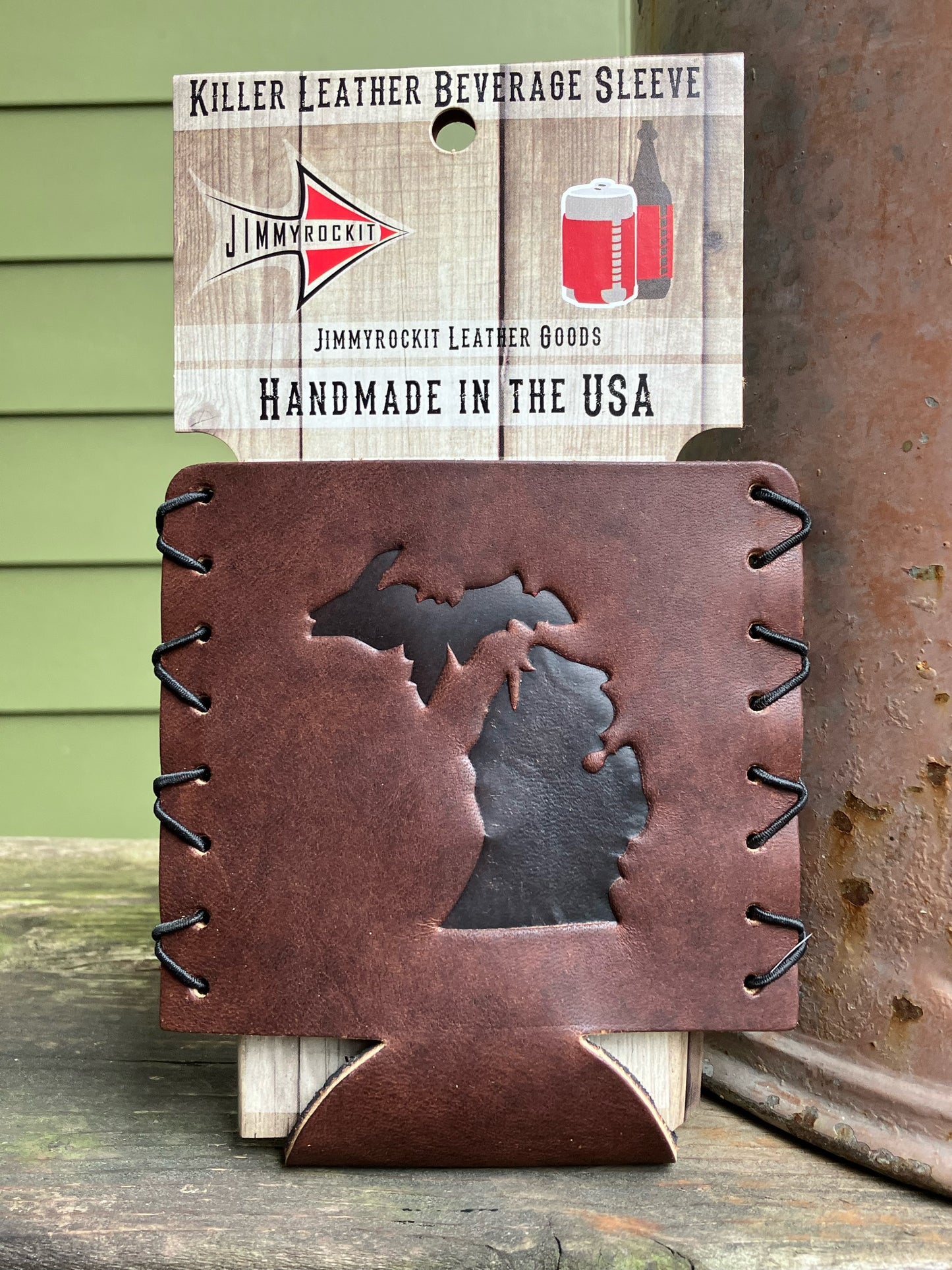 Leather Koozie - Michigan