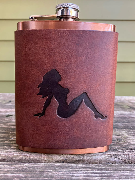 Leather Flask - Mudflap Girl