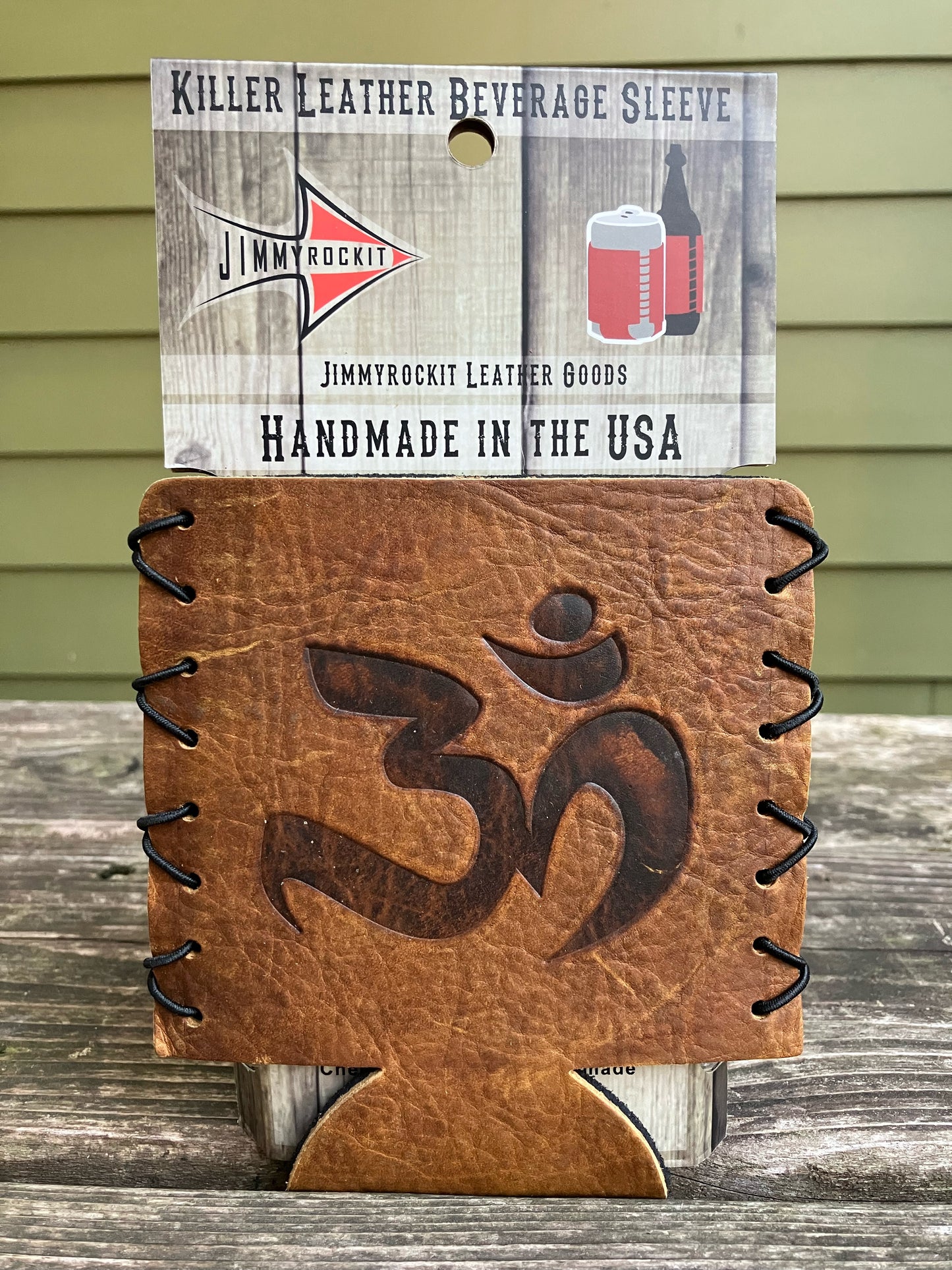 Leather Koozie - Om Symbol