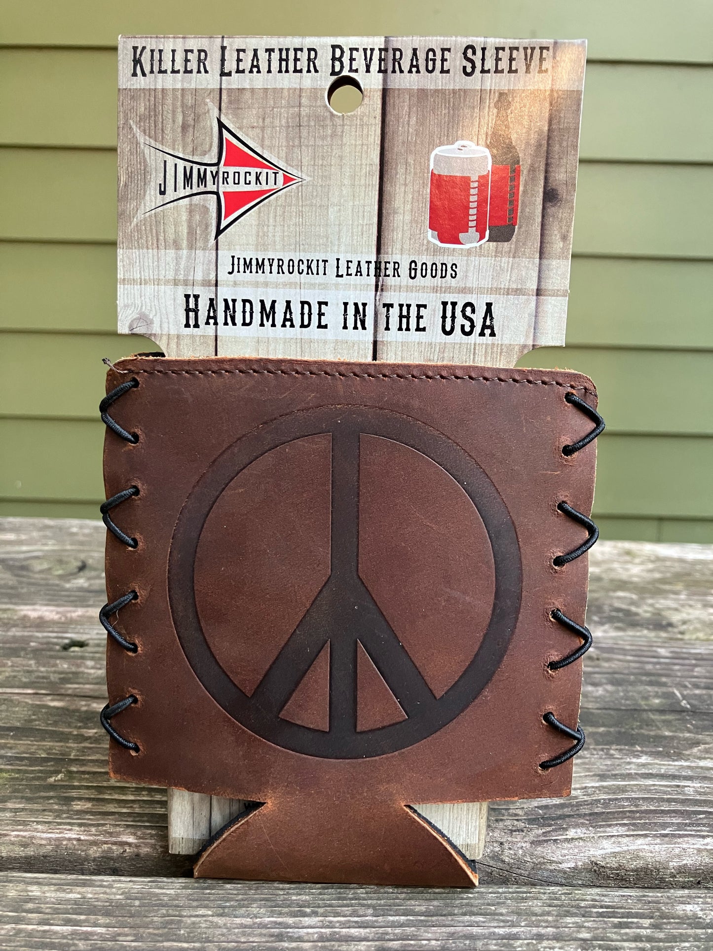 Leather Koozie - Peace Sign