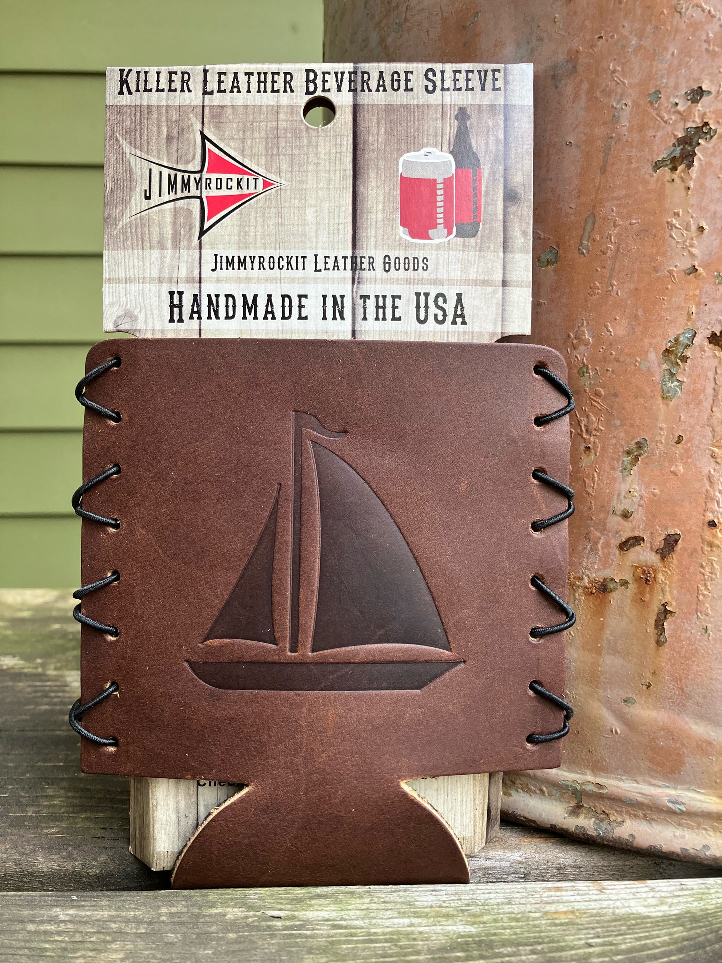 Leather Koozie - Sailboat