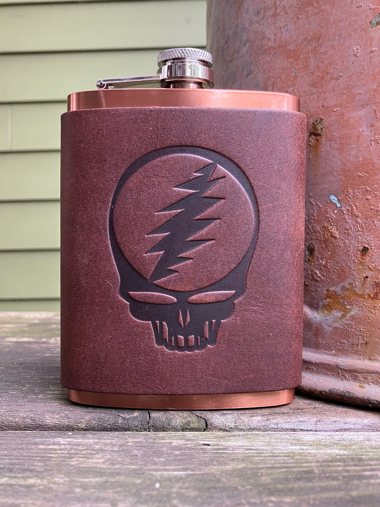 Leather Flask - Steal Your Face Grateful Dead