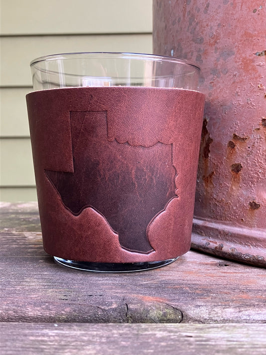 Leather Wrapped Whiskey Glass - Texas