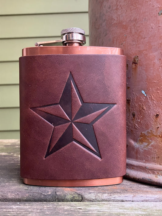 Leather Flask - Texas Star