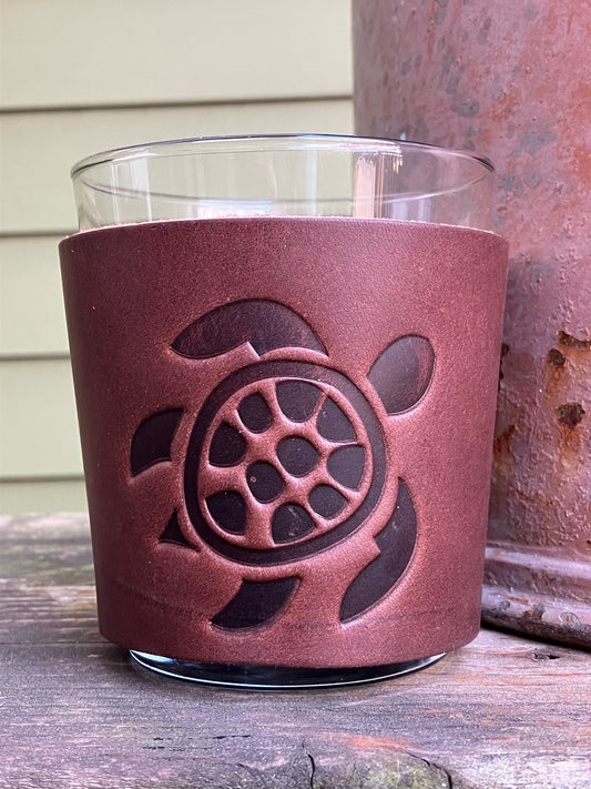 Leather Wrapped Whiskey Glass - Turtle