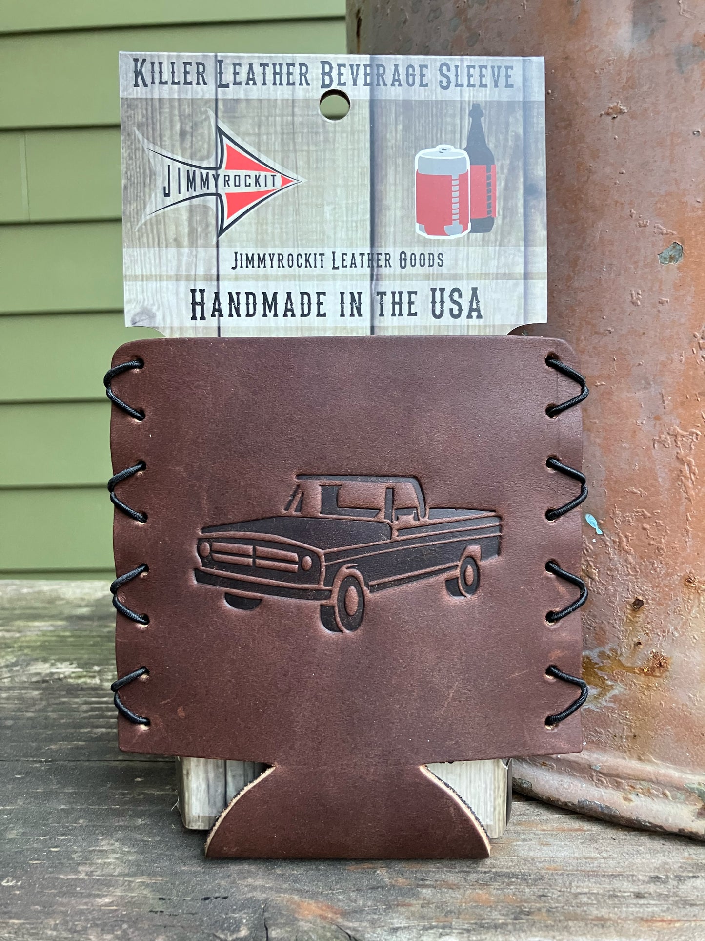 Leather Koozie - Vintage Pickup Truck