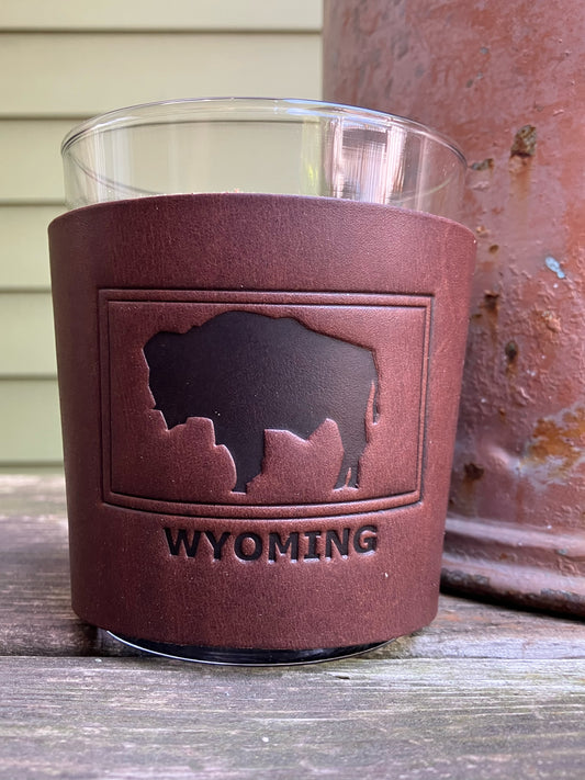 Leather Wrapped Whiskey Glass - Wyoming