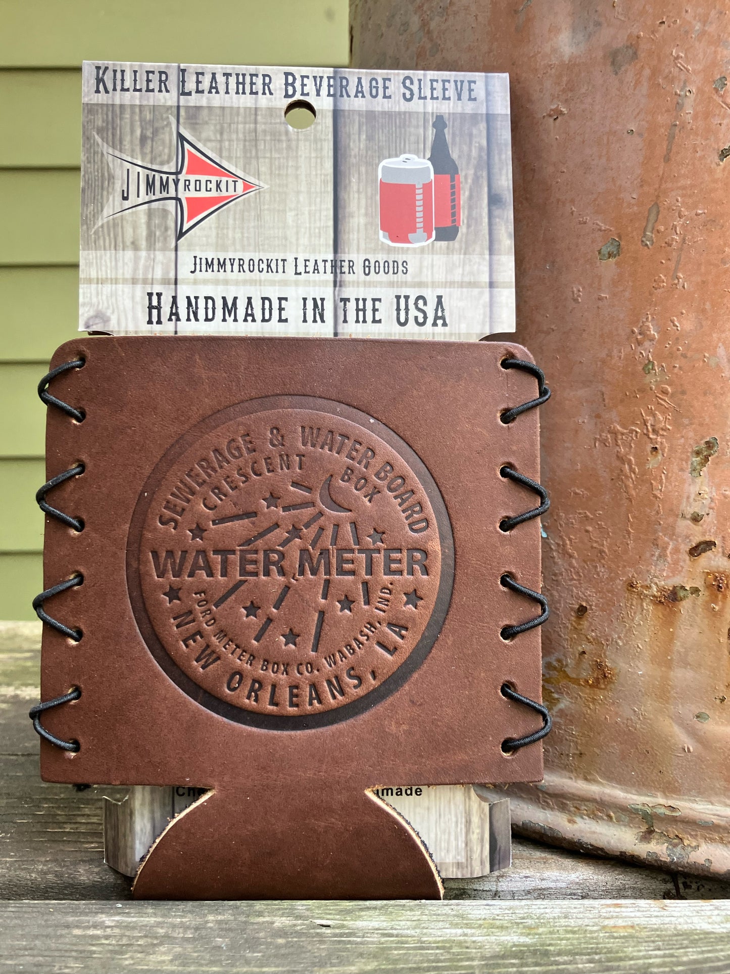 Leather Koozie - New Orleans Water Meter