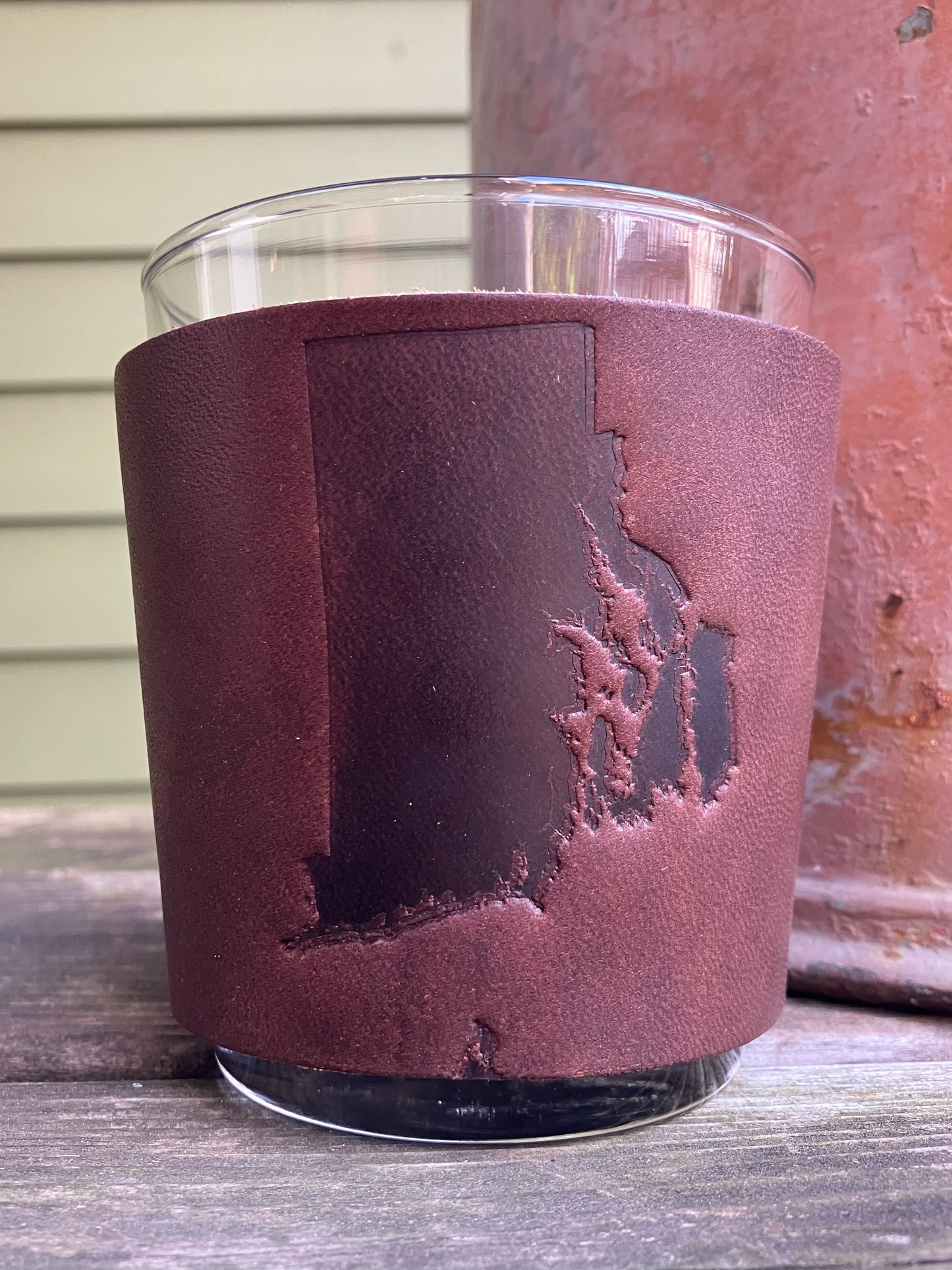 Leather Wrapped Whiskey Glass - Rhode Island