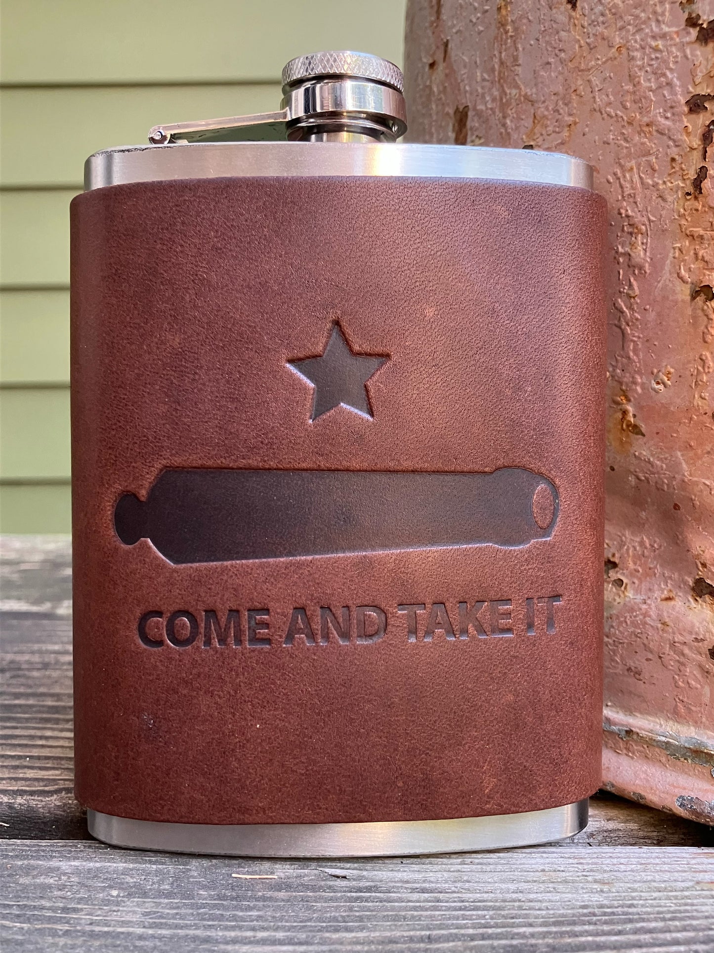 Leather Flask - Come And Take It