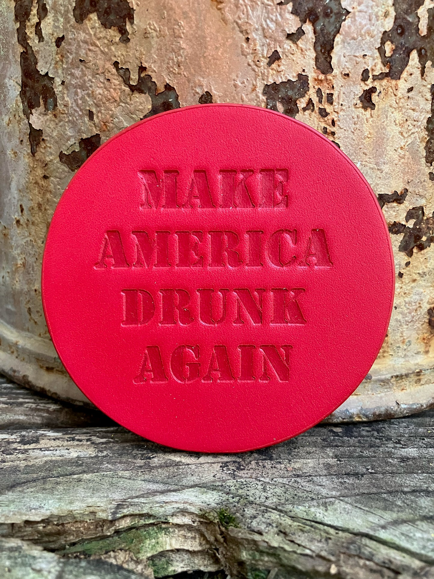 Leather Coaster - Make America Drunk Again