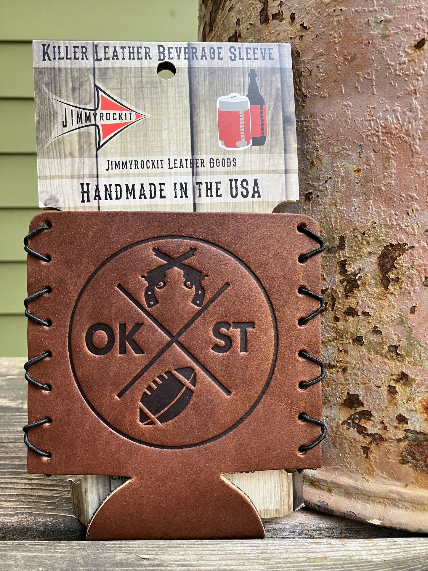 Leather Koozie - Oklahoma State Football