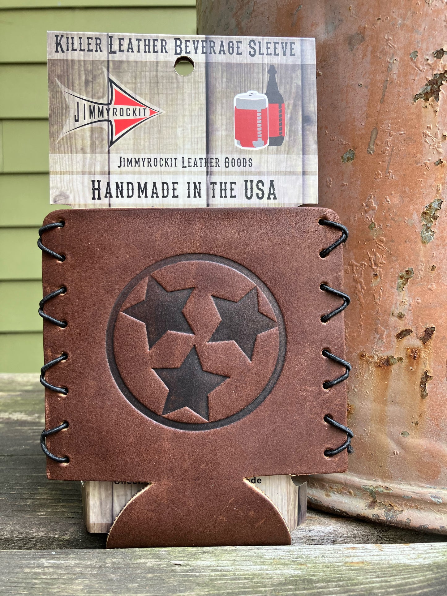 Leather Koozie - Tennessee Tri Star