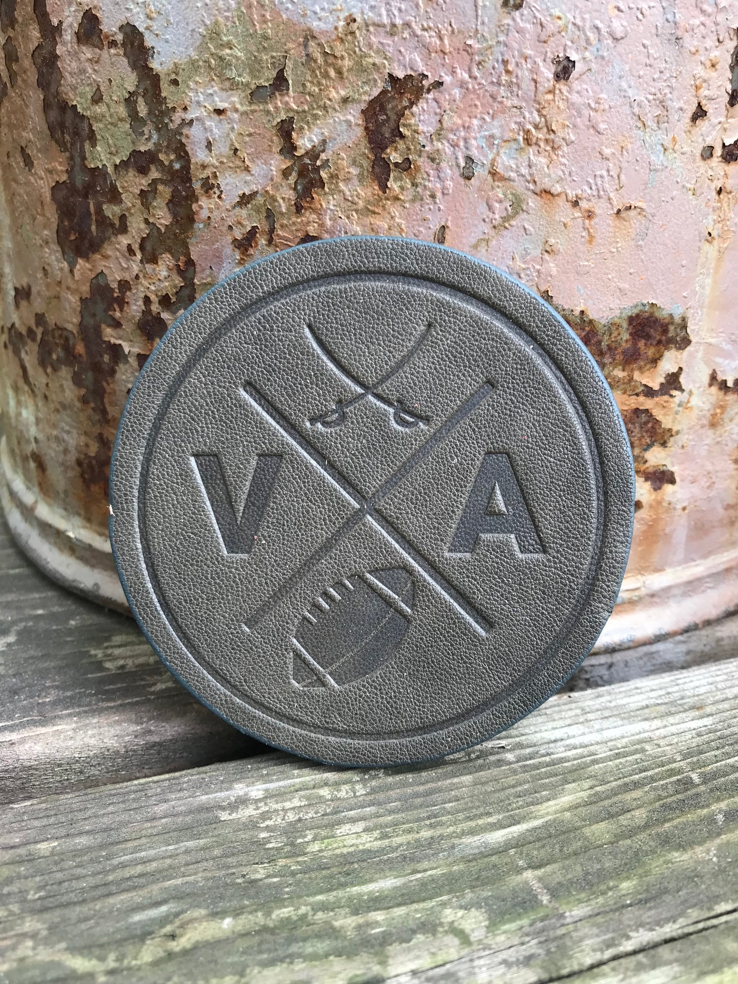 Leather Coaster - Virginia Football