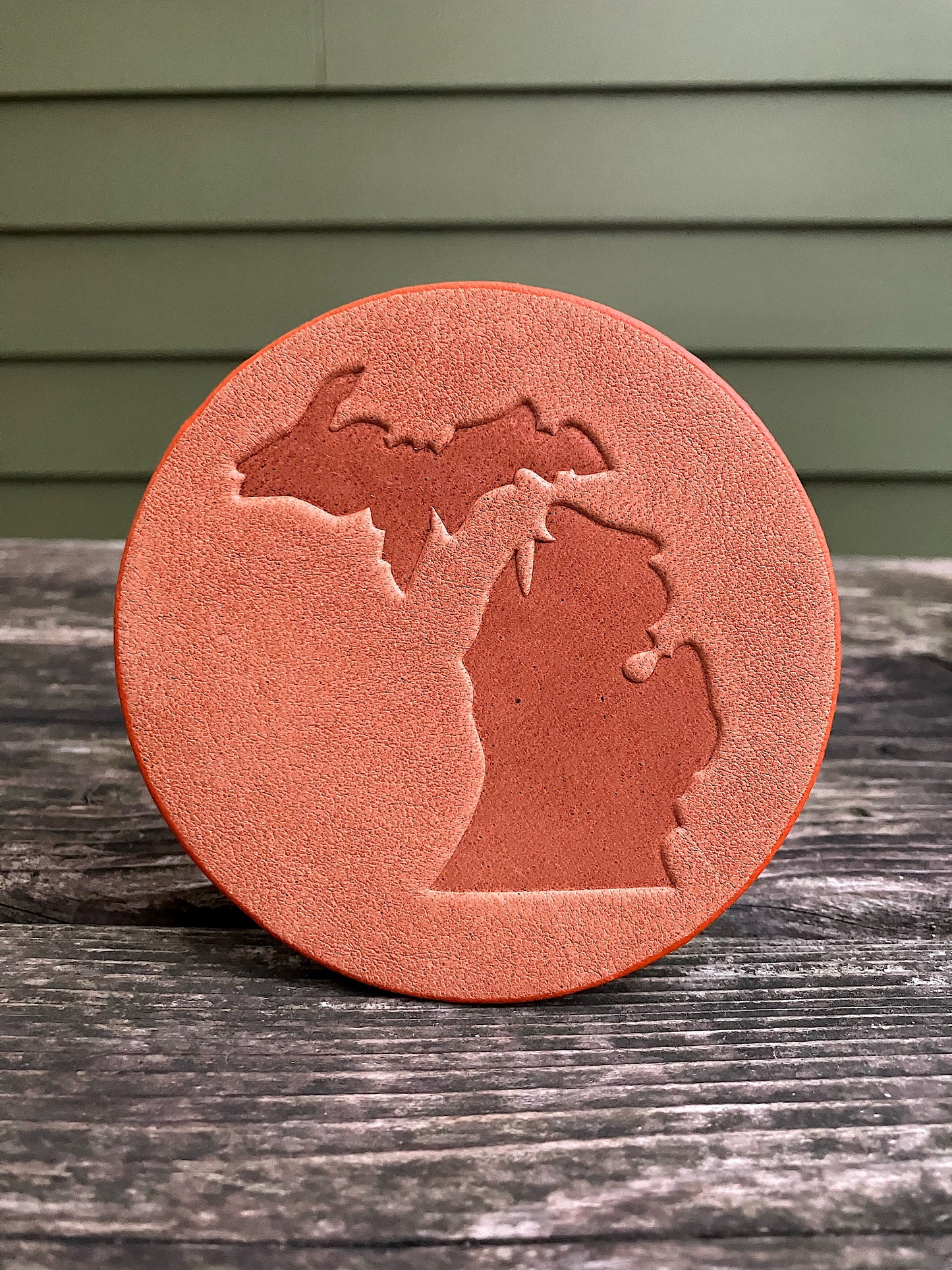 Leather Coaster - Michigan