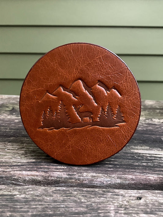 Leather Coaster - Mountains and Elk